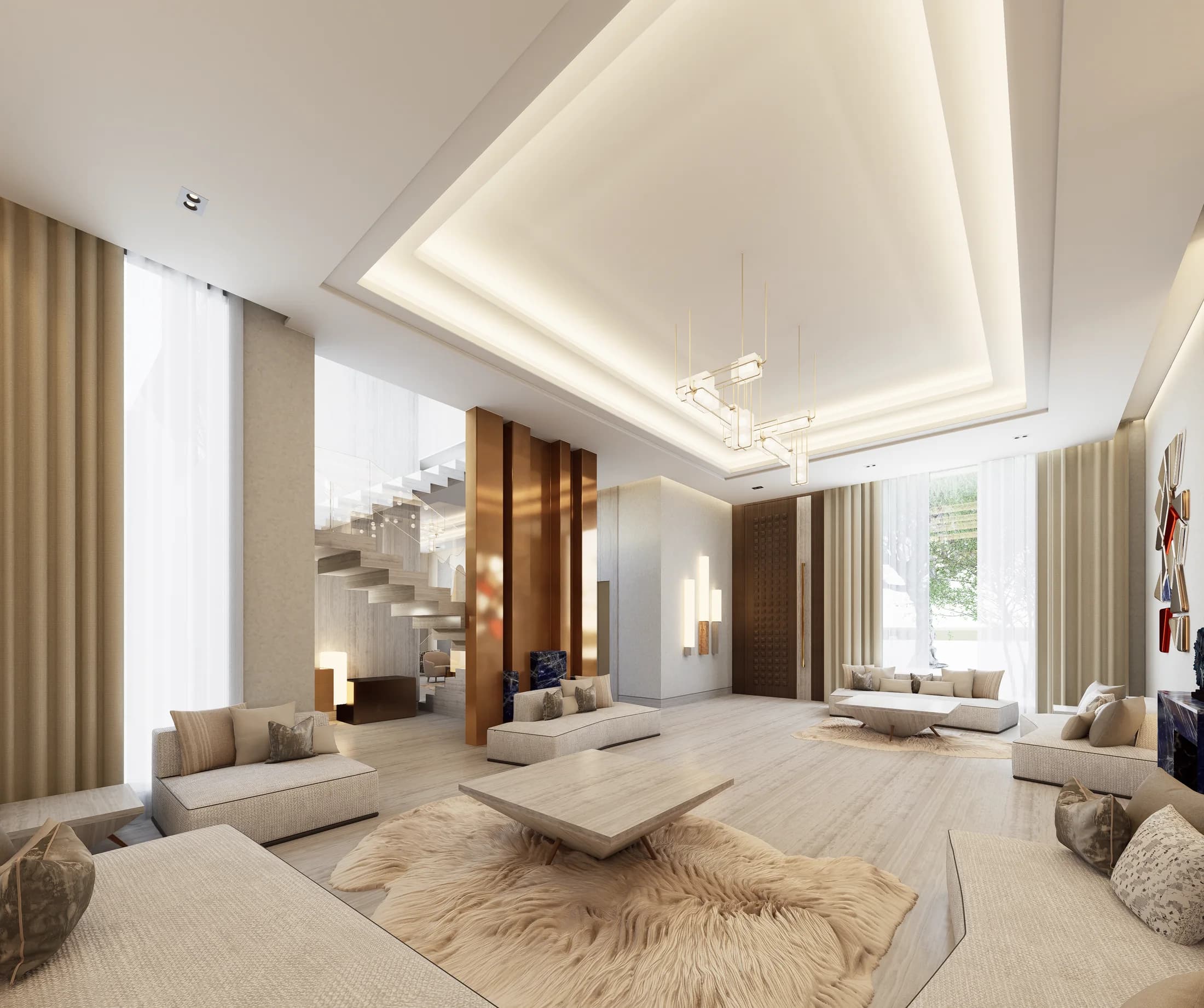 Contemporary Residence — A luminous home articulated by calm volumes and warm metallic detail.