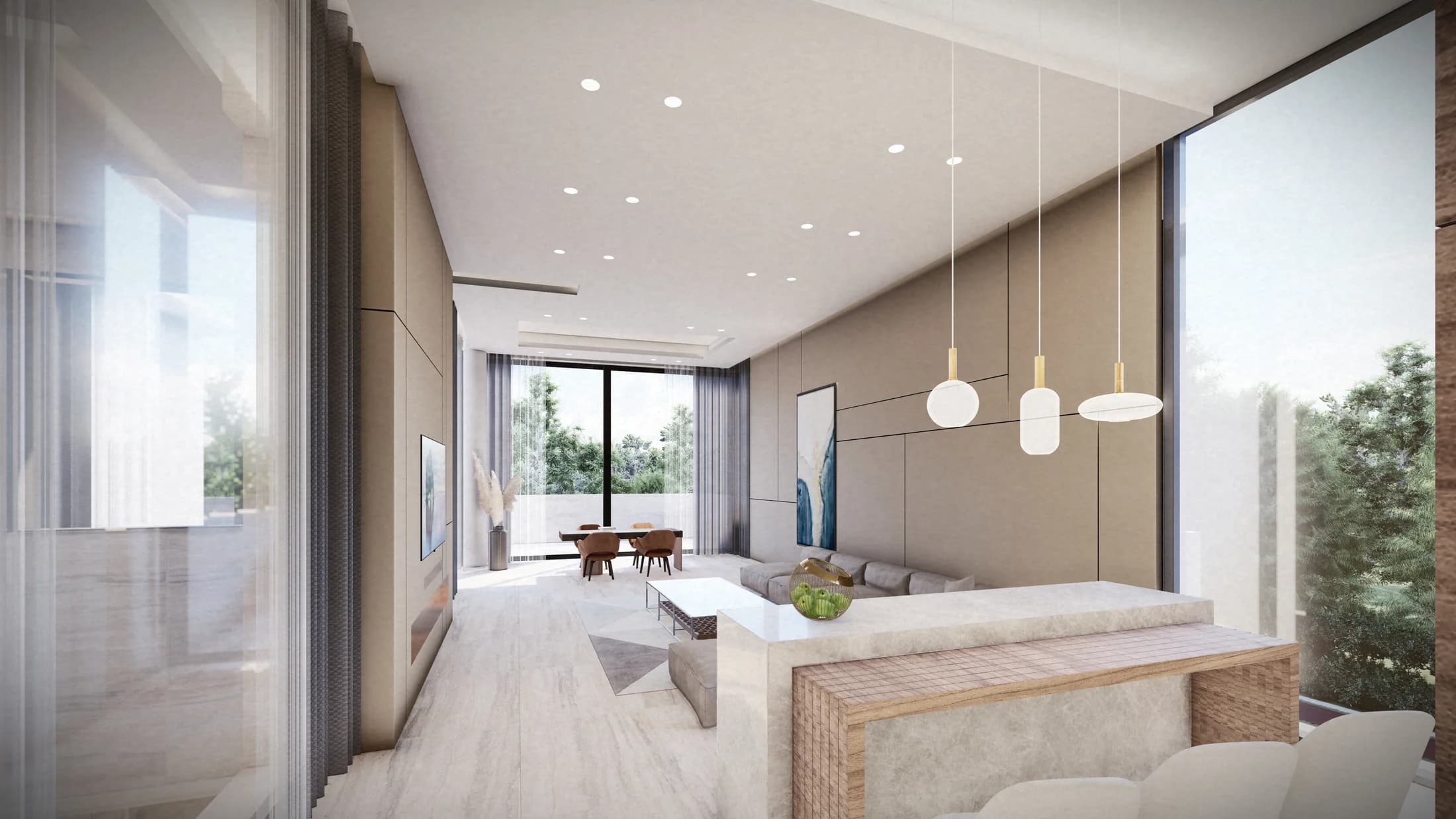 House of Light — Open-plan living balanced by soft neutrals and precise sightlines.